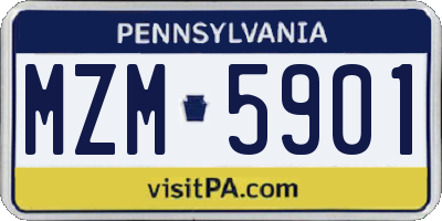 PA license plate MZM5901