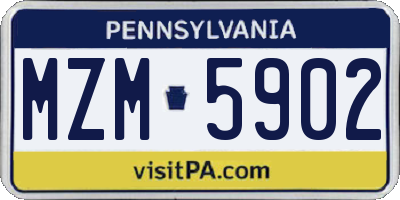 PA license plate MZM5902