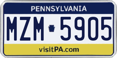 PA license plate MZM5905