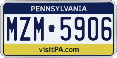 PA license plate MZM5906