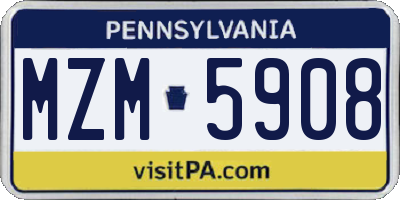 PA license plate MZM5908
