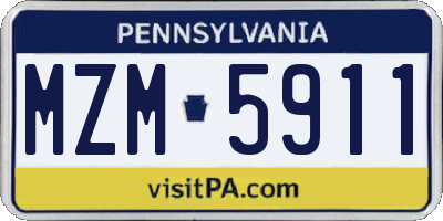 PA license plate MZM5911