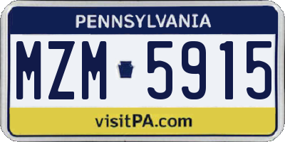PA license plate MZM5915