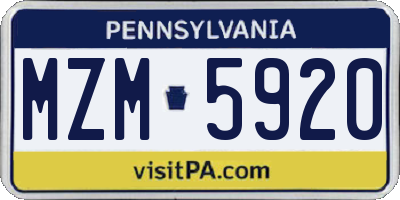 PA license plate MZM5920