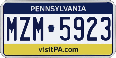 PA license plate MZM5923
