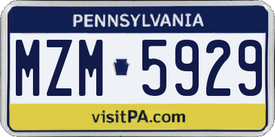 PA license plate MZM5929