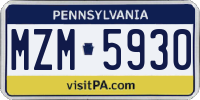 PA license plate MZM5930