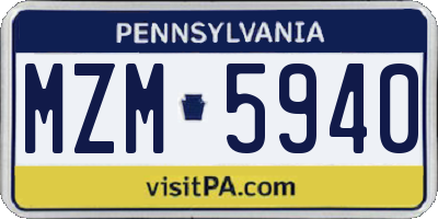 PA license plate MZM5940