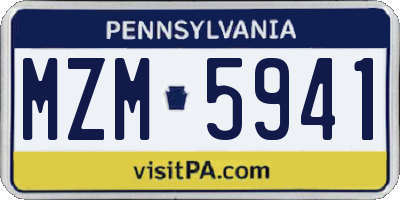 PA license plate MZM5941