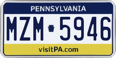 PA license plate MZM5946