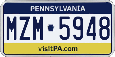 PA license plate MZM5948