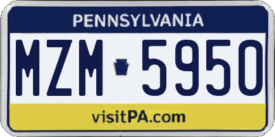 PA license plate MZM5950
