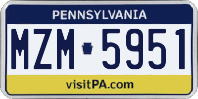PA license plate MZM5951