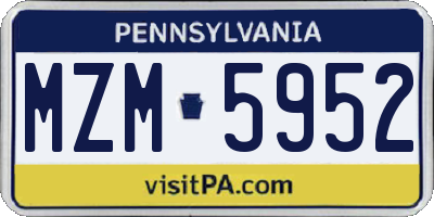 PA license plate MZM5952