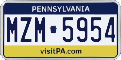 PA license plate MZM5954