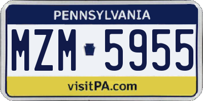PA license plate MZM5955