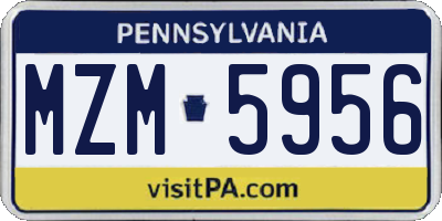 PA license plate MZM5956