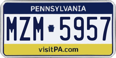 PA license plate MZM5957