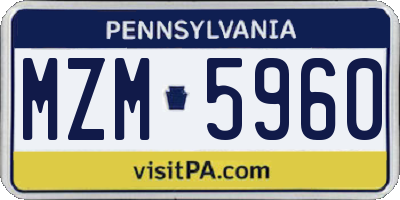 PA license plate MZM5960