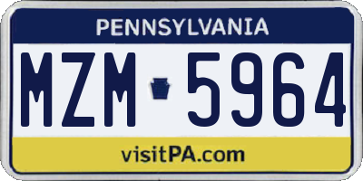 PA license plate MZM5964