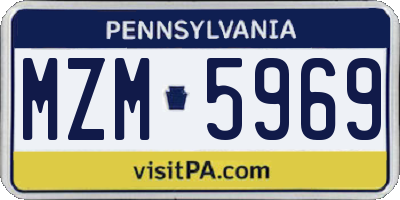 PA license plate MZM5969