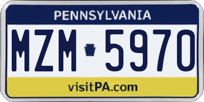 PA license plate MZM5970