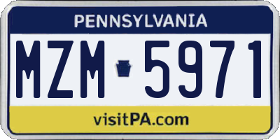PA license plate MZM5971