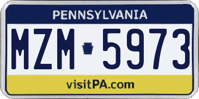 PA license plate MZM5973