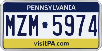 PA license plate MZM5974