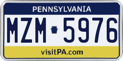PA license plate MZM5976