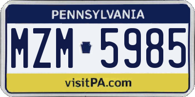 PA license plate MZM5985