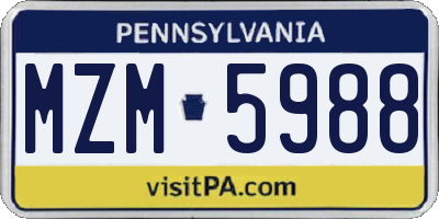 PA license plate MZM5988