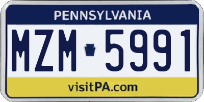PA license plate MZM5991