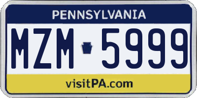 PA license plate MZM5999