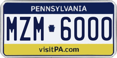 PA license plate MZM6000