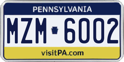 PA license plate MZM6002