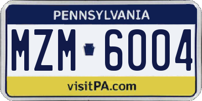 PA license plate MZM6004