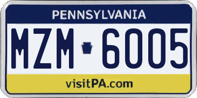 PA license plate MZM6005