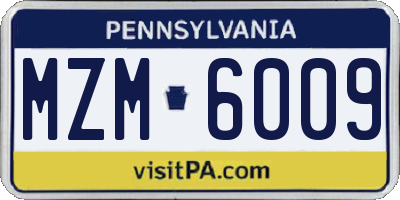PA license plate MZM6009
