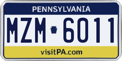 PA license plate MZM6011