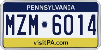 PA license plate MZM6014