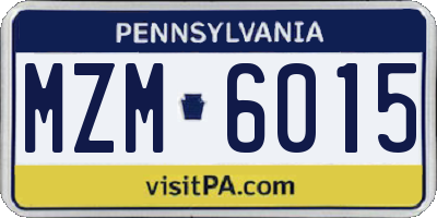 PA license plate MZM6015