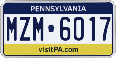 PA license plate MZM6017