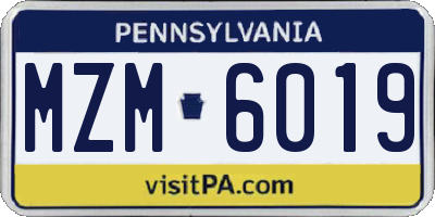 PA license plate MZM6019