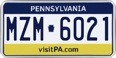 PA license plate MZM6021