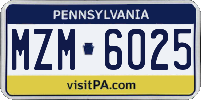 PA license plate MZM6025