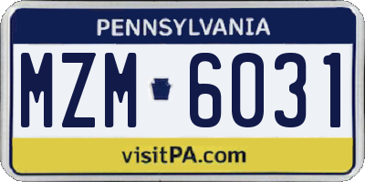 PA license plate MZM6031