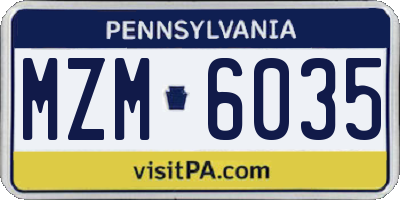 PA license plate MZM6035