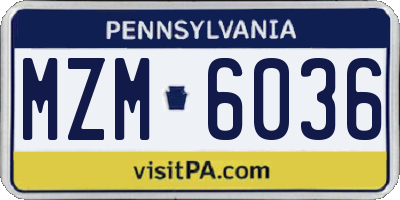 PA license plate MZM6036