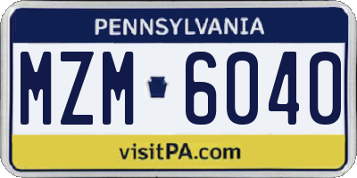 PA license plate MZM6040